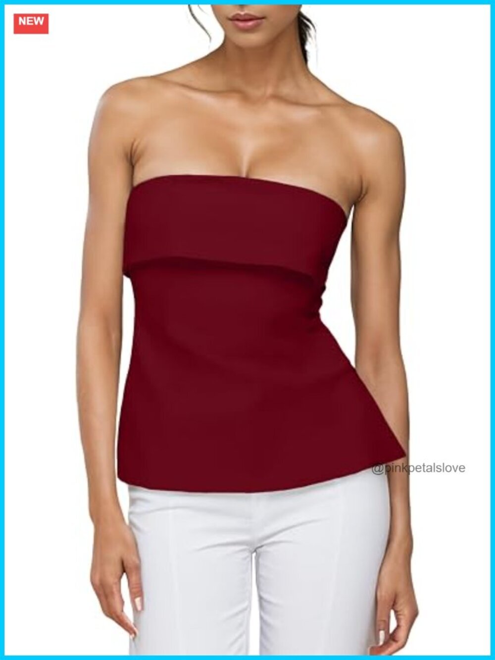 Double Layer Fold Over Strapless Tube Top Backless Side Split Summer Going Out